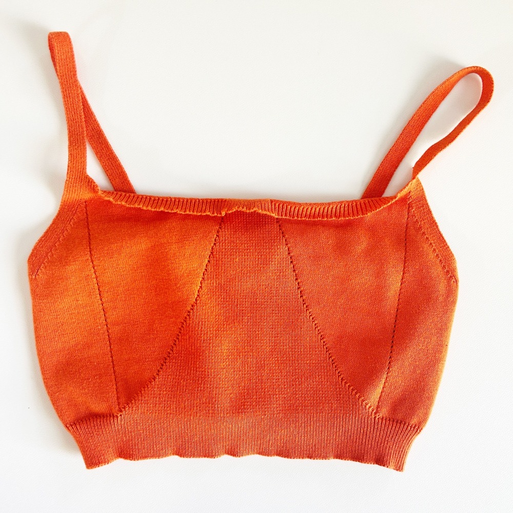 Peppermayo Womens Orange Eden Ribbed Knit Summer Festival Crop Top Size S/M